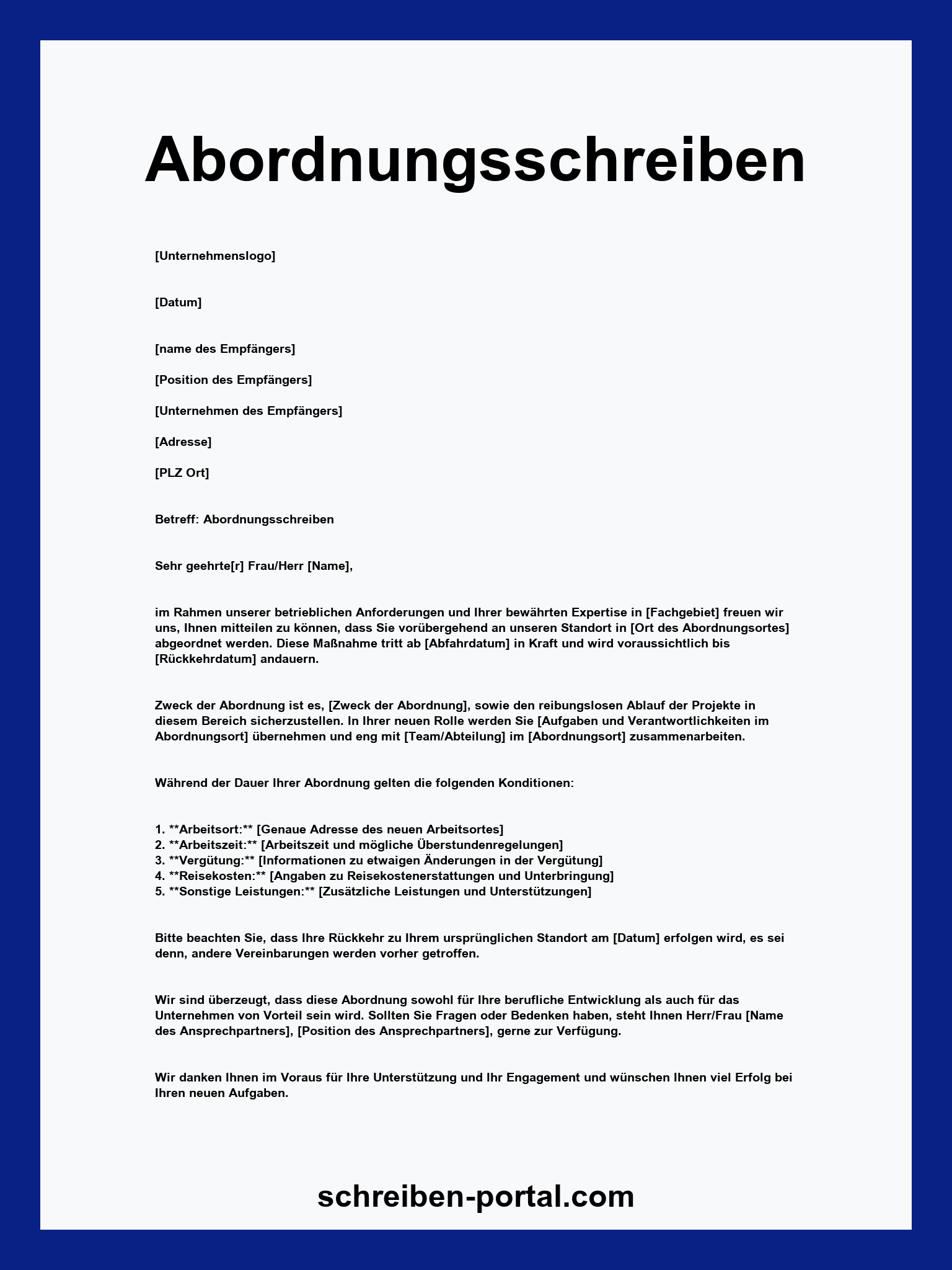 Abordnungsschreiben