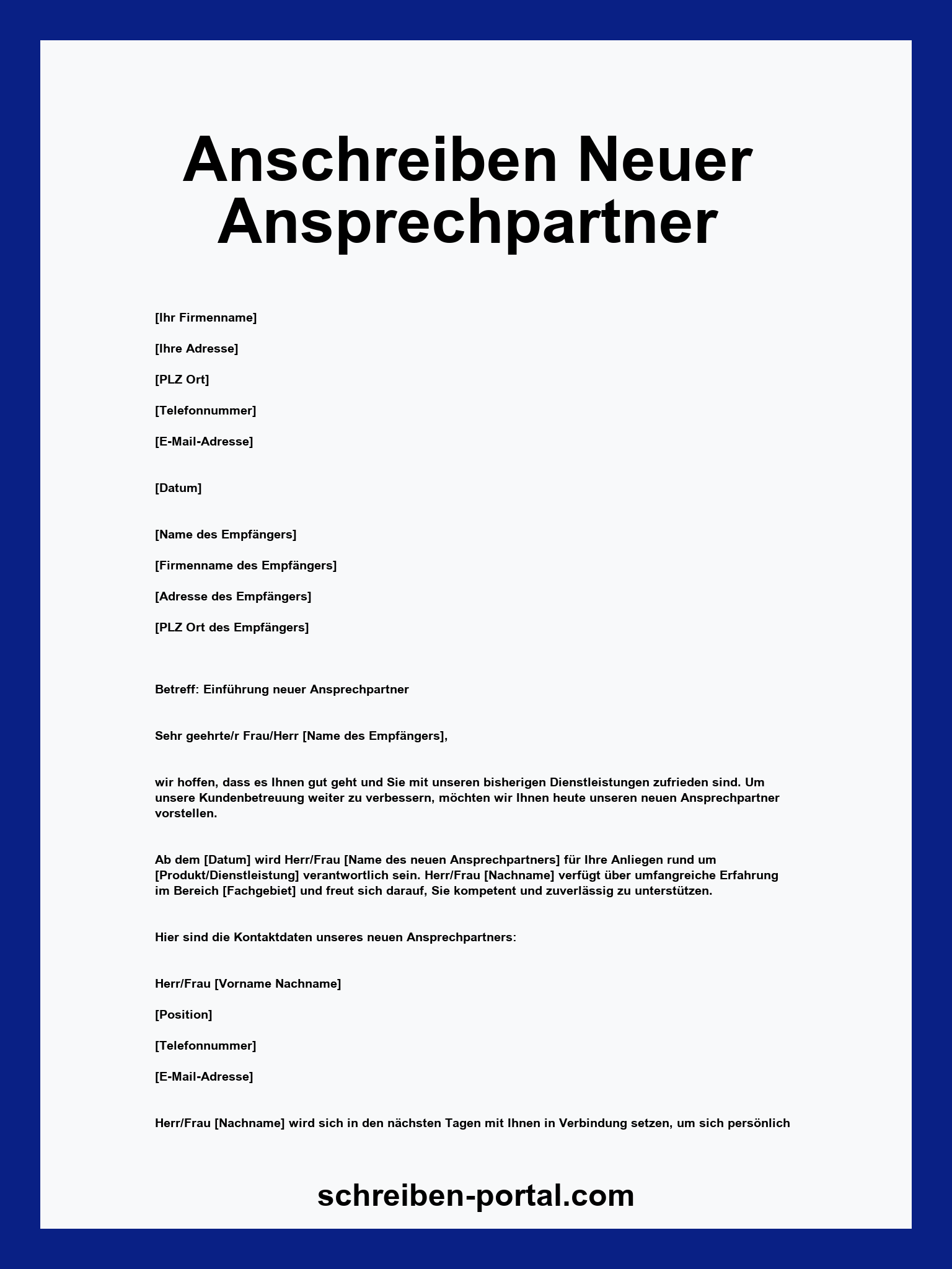 Anschreiben Neuer Ansprechpartner Muster