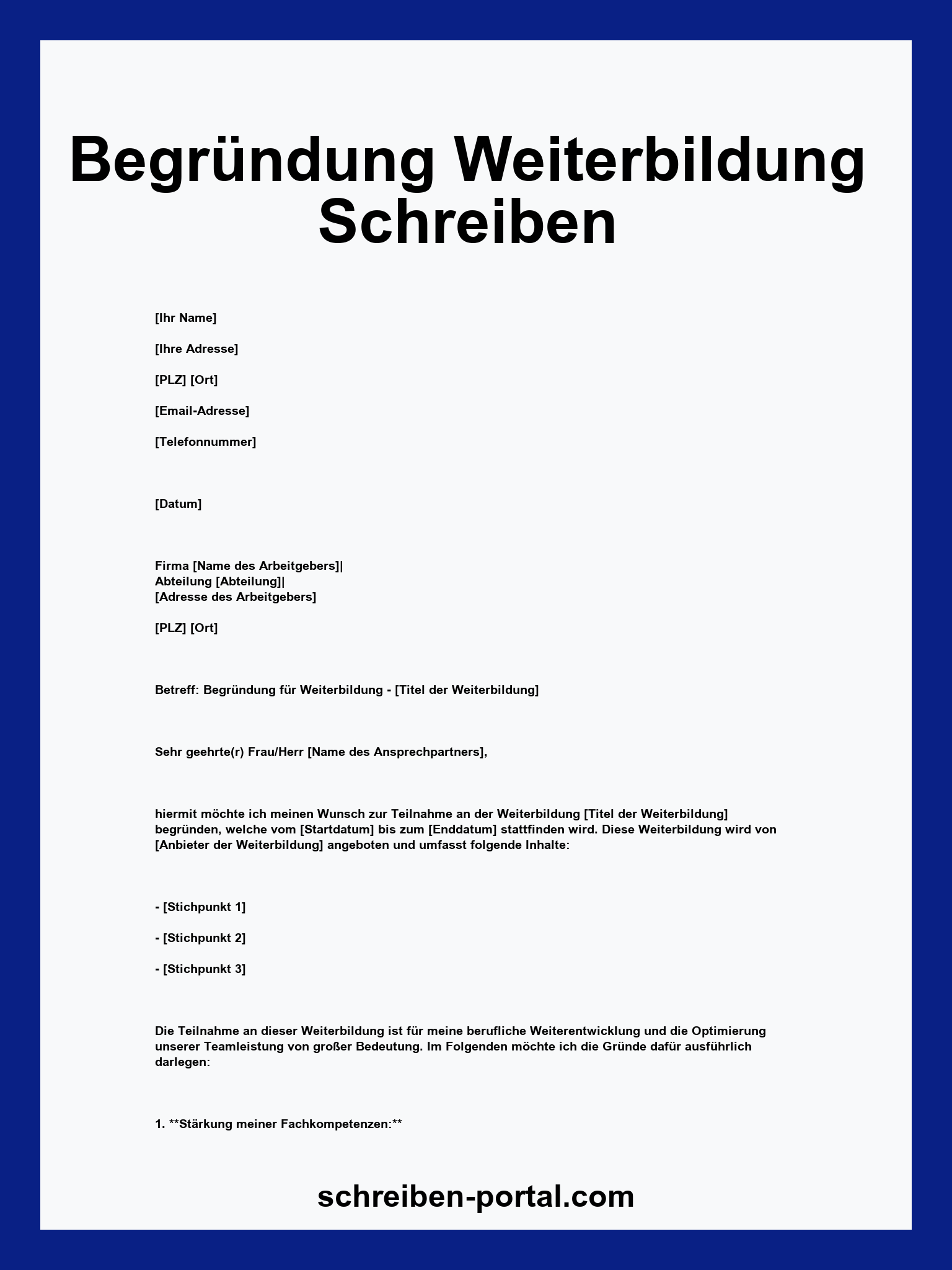 Begründung Weiterbildung Schreiben