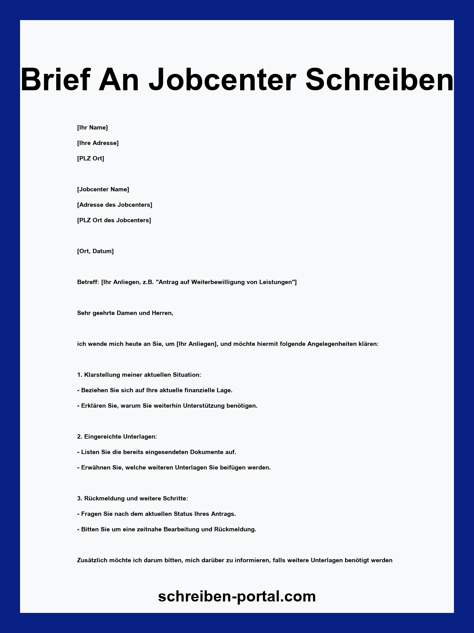 Brief An Jobcenter Schreiben