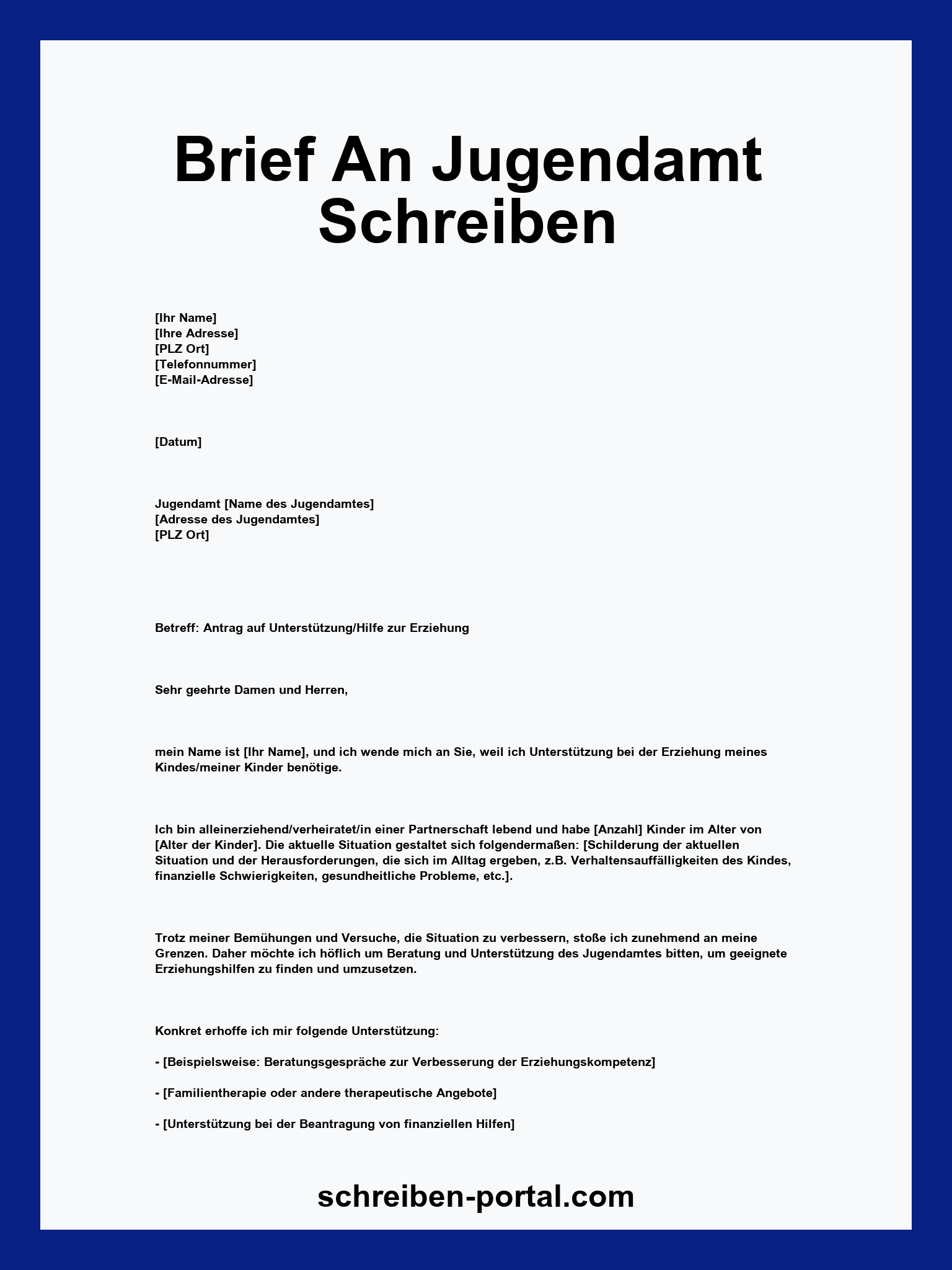 Brief An Jugendamt Schreiben Muster