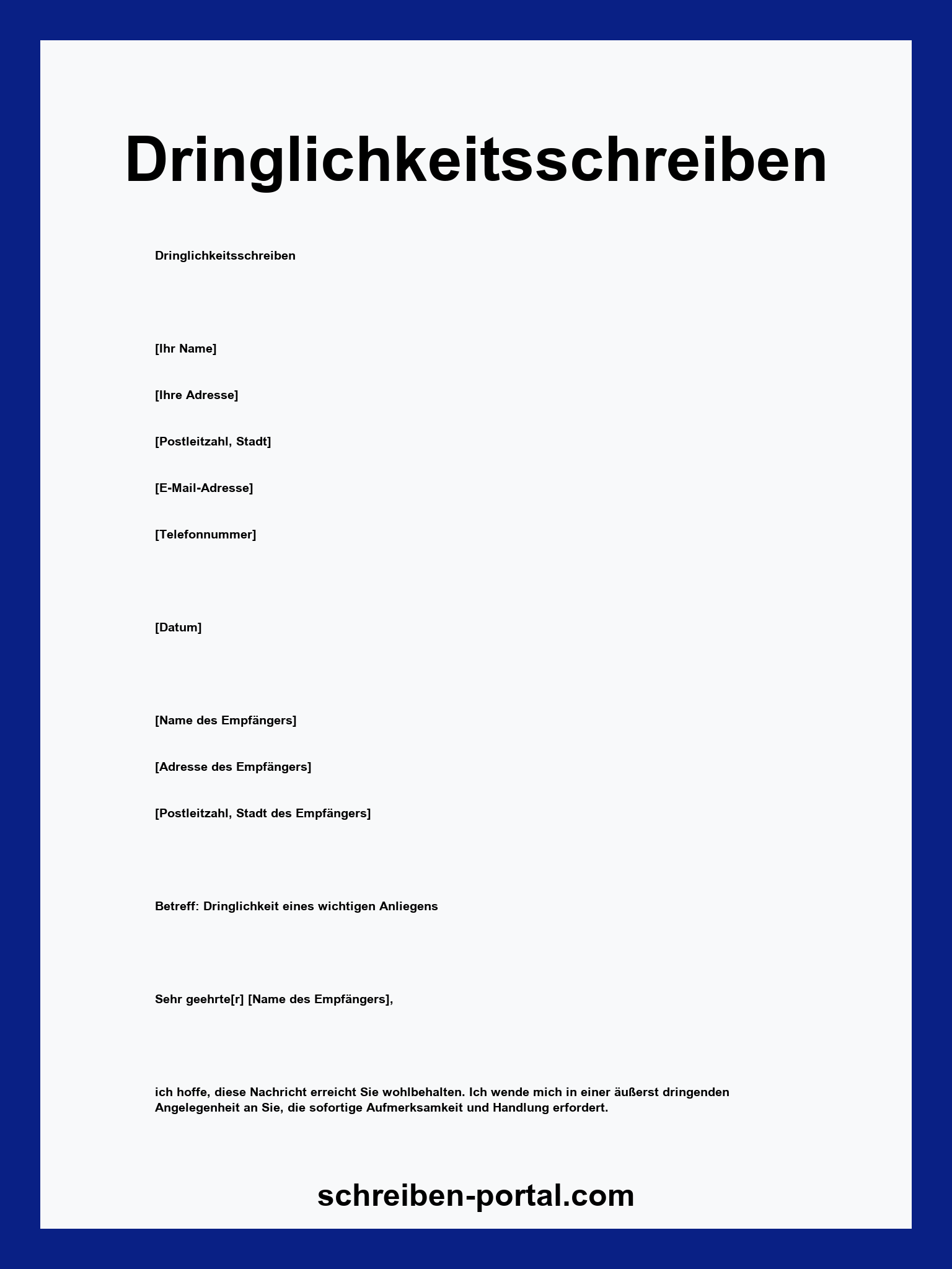 Dringlichkeitsschreiben