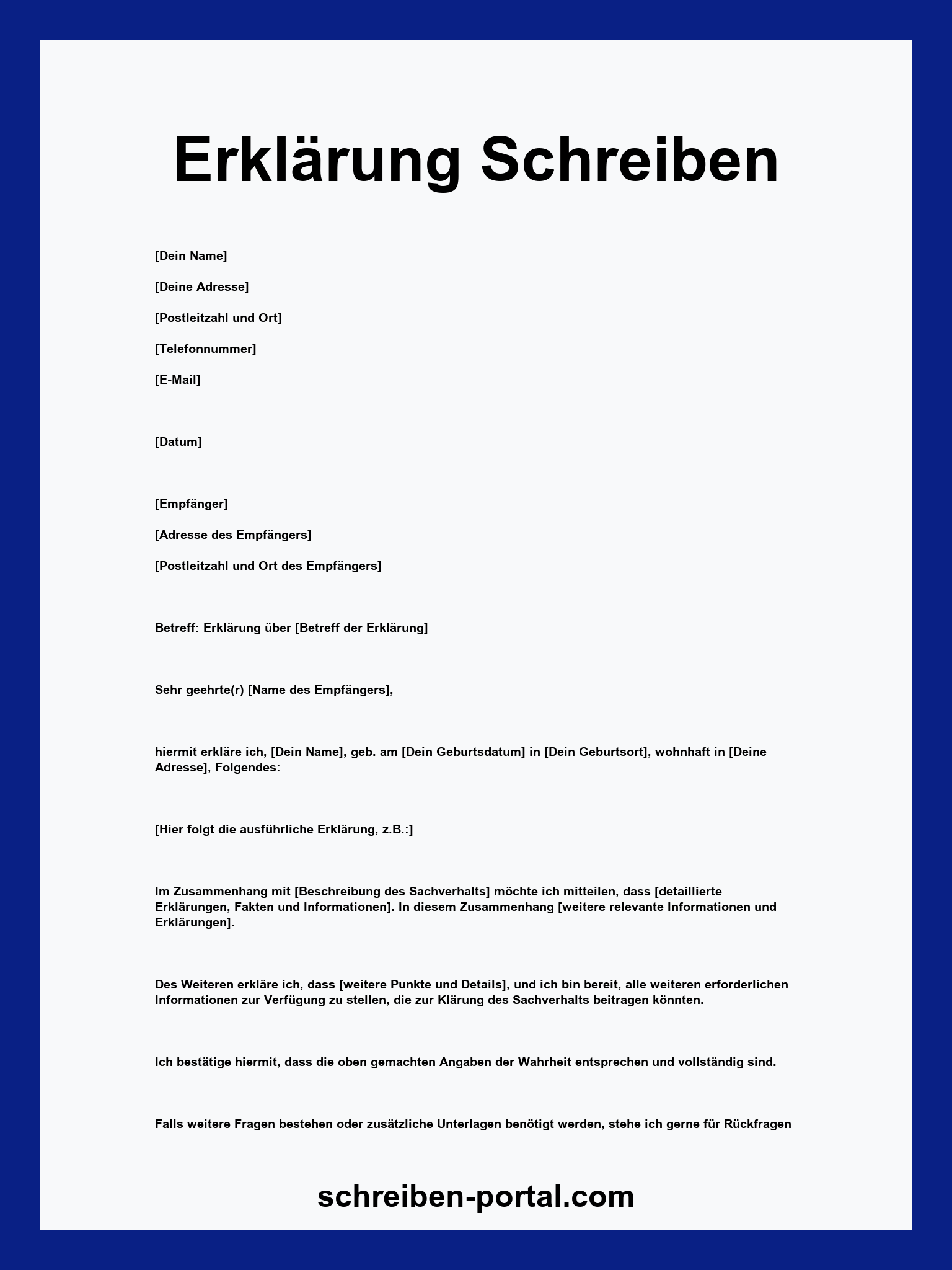 Erklärung Schreiben