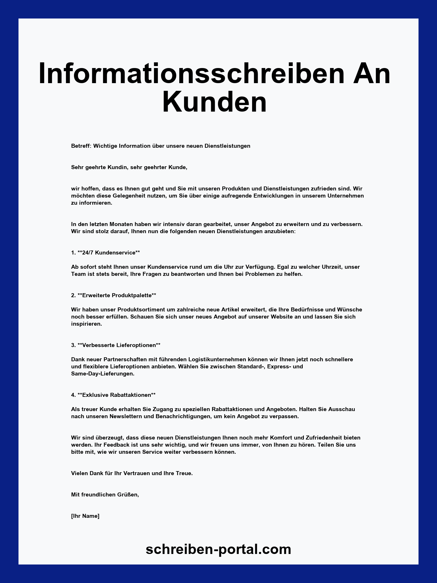 Informationsschreiben An Kunden + Muster