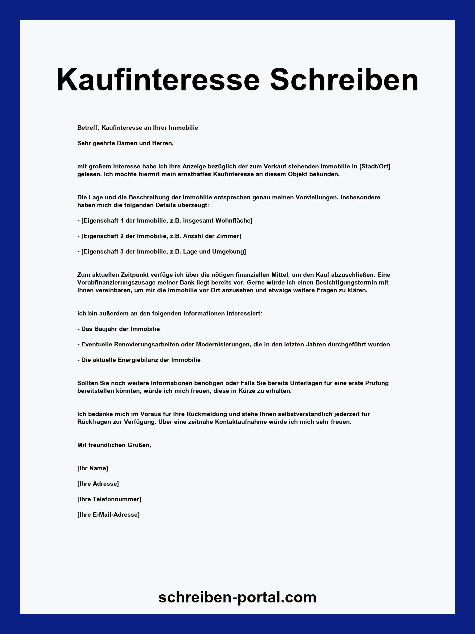 Kaufinteresse Schreiben Muster