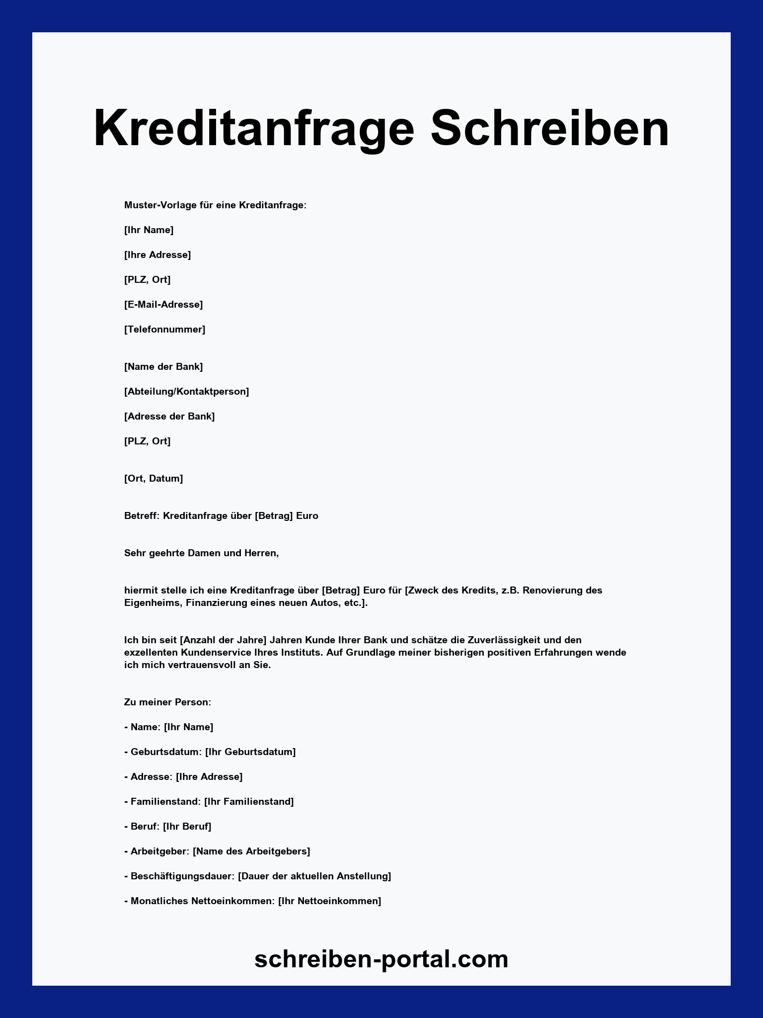 Kreditanfrage Schreiben Muster