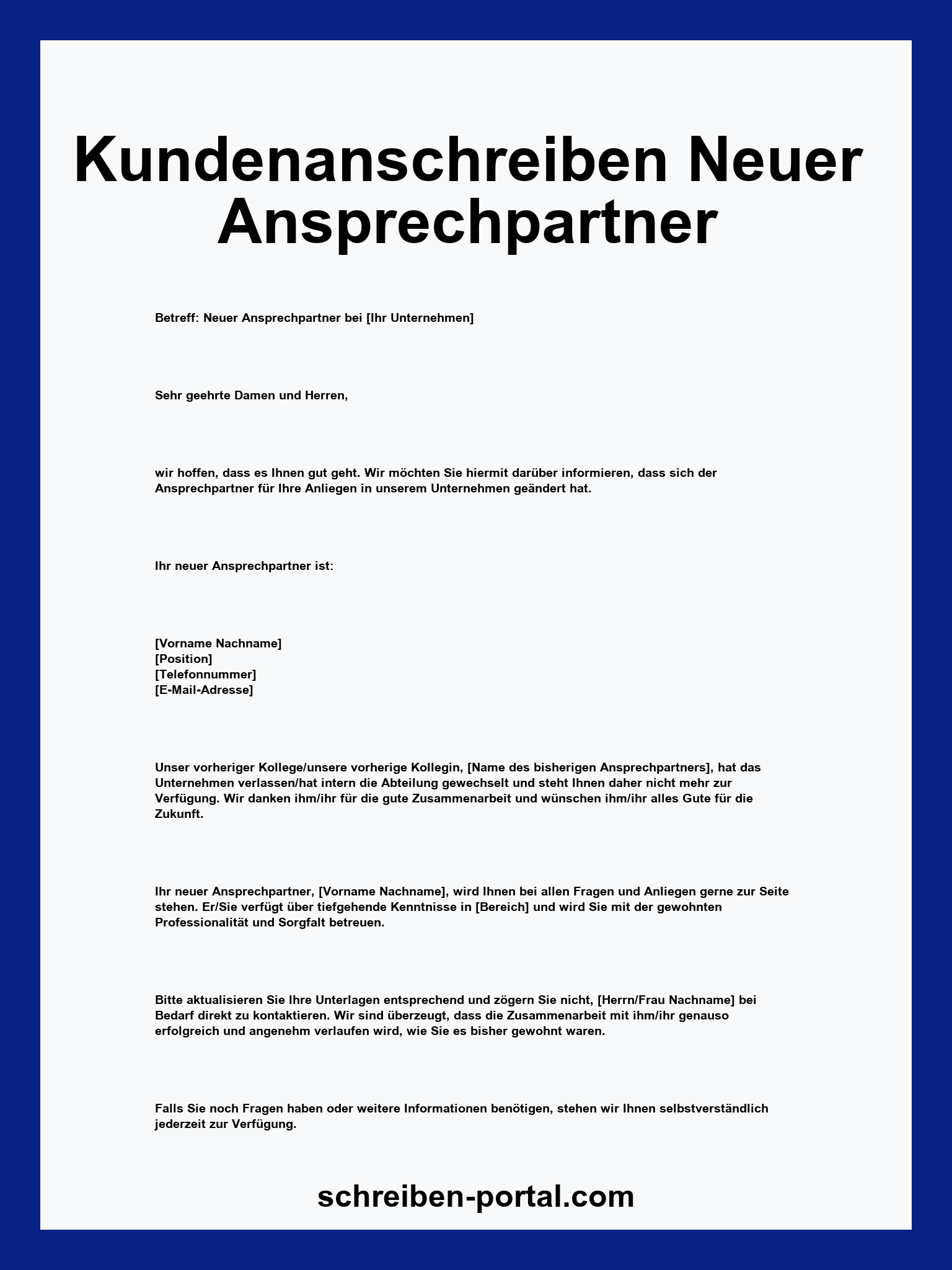 Kundenanschreiben Neuer Ansprechpartner Vorlage