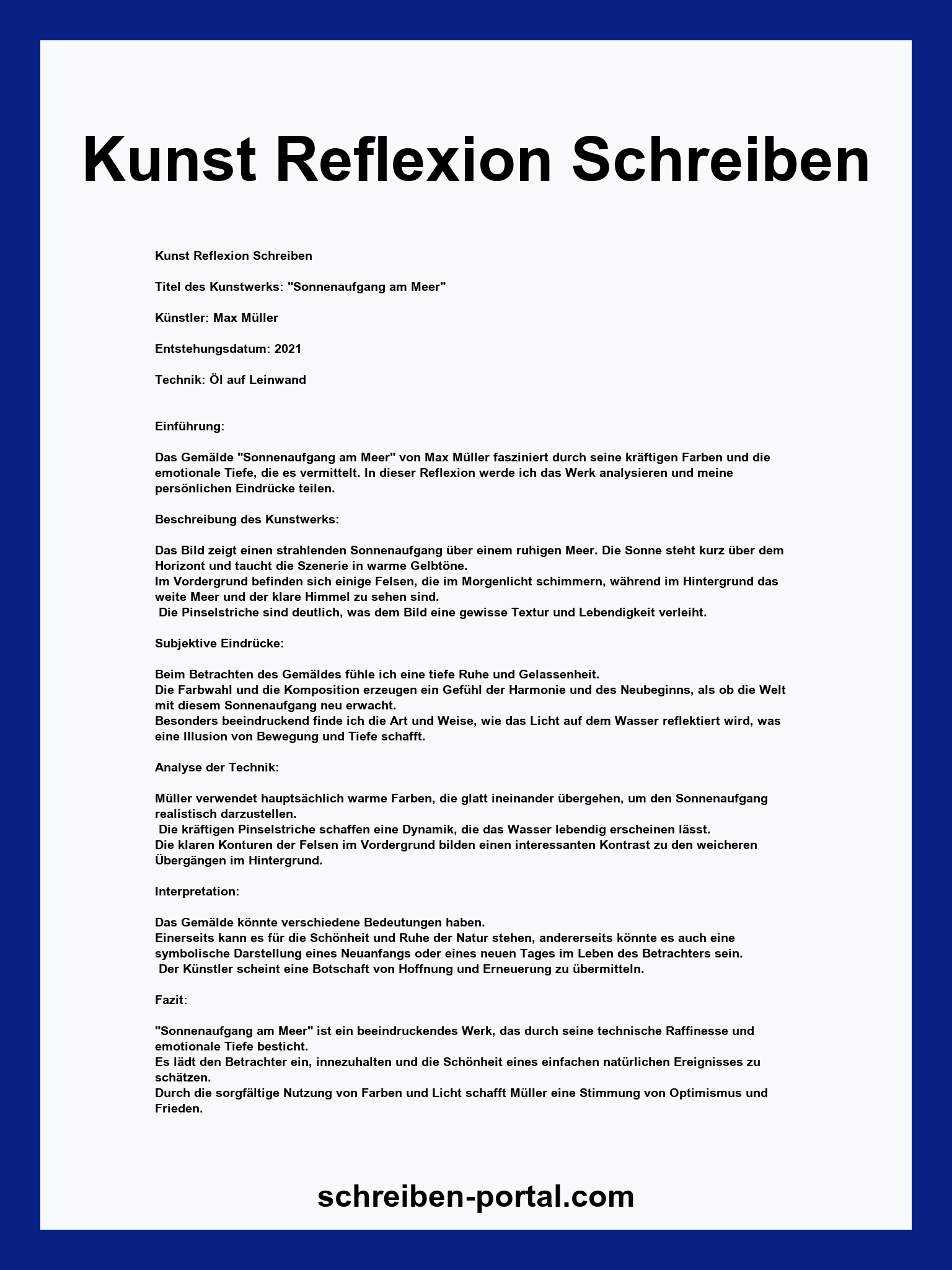 Kunst Reflexion Schreiben