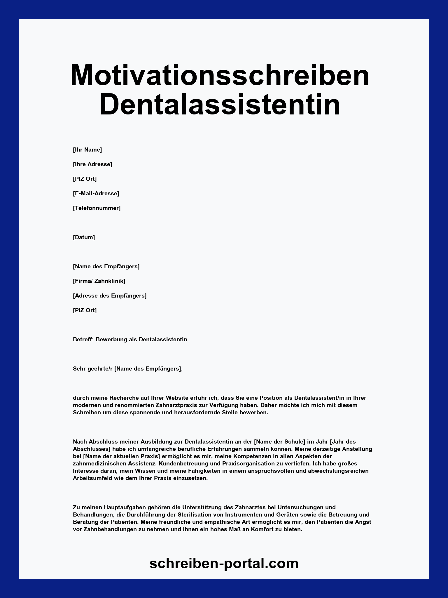 Motivationsschreiben Dentalassistentin