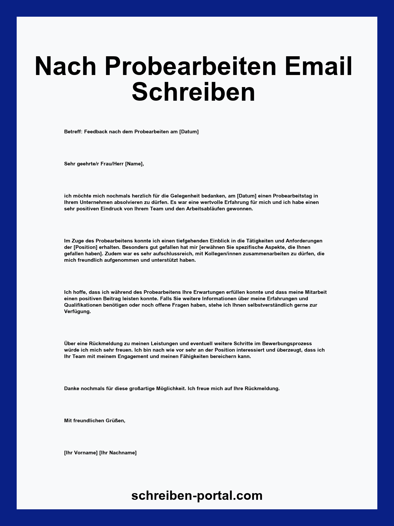 Nach Probearbeiten Email Schreiben